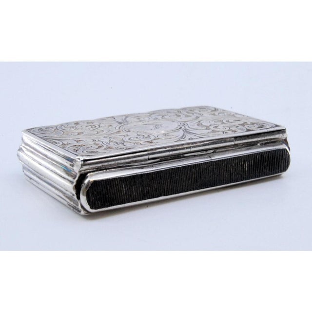 Silver Matchbox with Engraved Plant Motifs and Monogram Card For Sale - Image 3 of 11