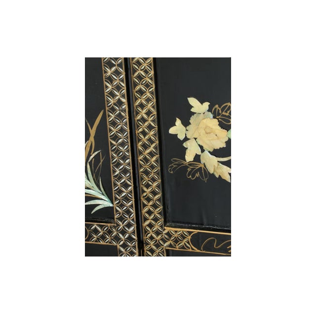 Wood Vintage Chinese Screen With Mother Pearl Detail For Sale - Image 7 of 12
