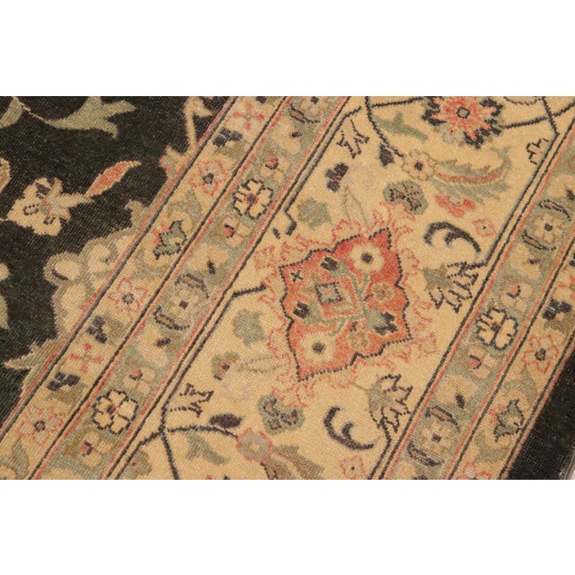 1990s Boho Chic Floral Charcoal/Green Wool Rug - 8'11'' X 11'9'' For Sale - Image 5 of 10