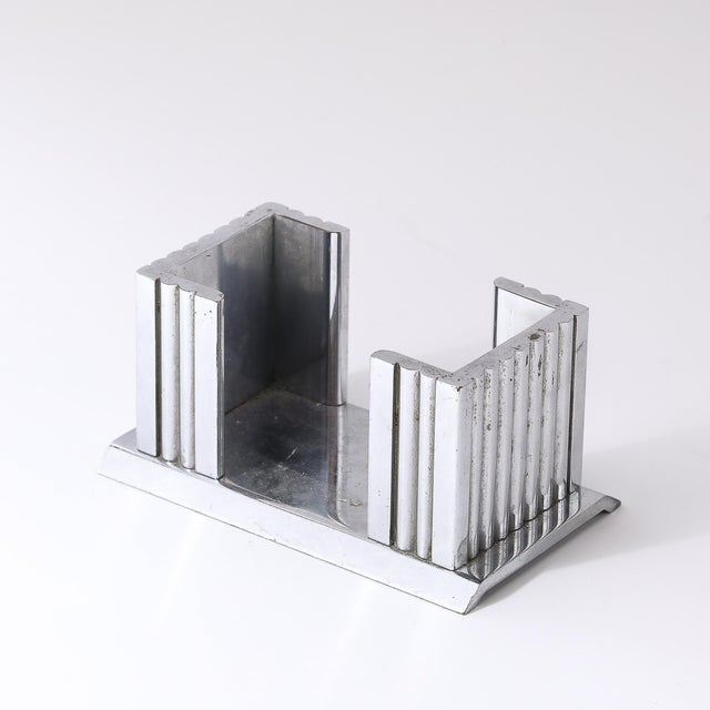 Art Deco Machine Age Fluted Cigarette/Card Holder in Chrome Signed Chase For Sale In New York - Image 6 of 9