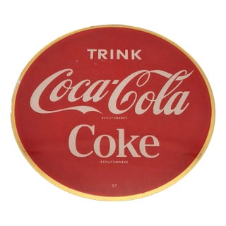 Advertising Sign Trink Coca Cola - Eiskalt, 1959 For Sale
