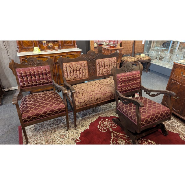 Victorian Late 19th Century Victorian 5 Piece Parlor Suite For Sale - Image 3 of 17