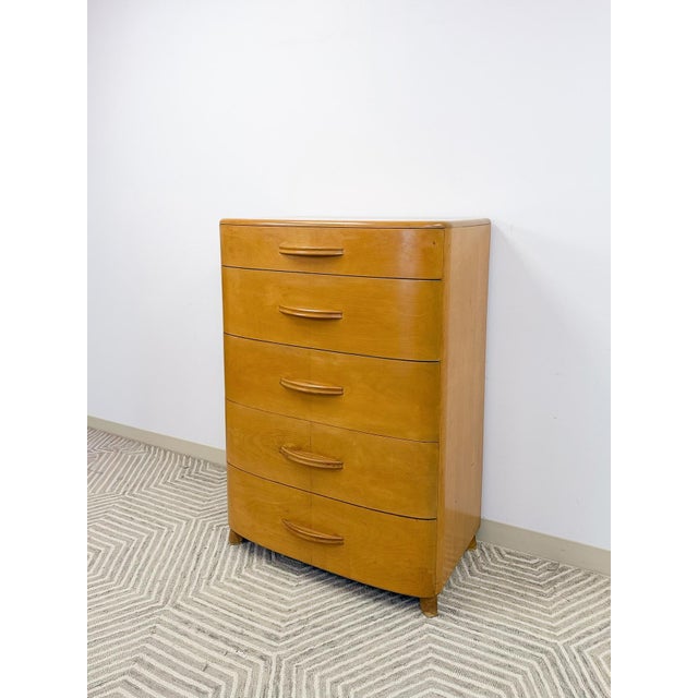 Mid-Century Modern Heywood Wakefield MCM Tallboy 5-Drawer Dresser Pre-Wwii Vintage 32" Wide For Sale - Image 3 of 18