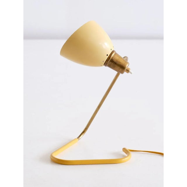 Gold Table Lamp with Yellow Adjustable Shade by Robert Caillat, France, 1950s For Sale - Image 8 of 12