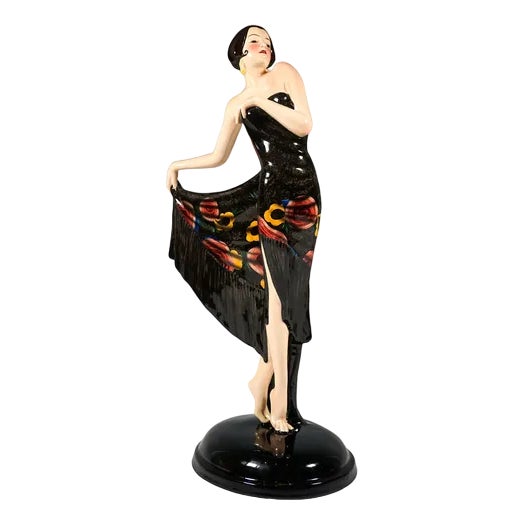 Art Deco Spanish Figure with Shawl by Josef Lorenzl for Goldscheider, Vienna, 1929 For Sale