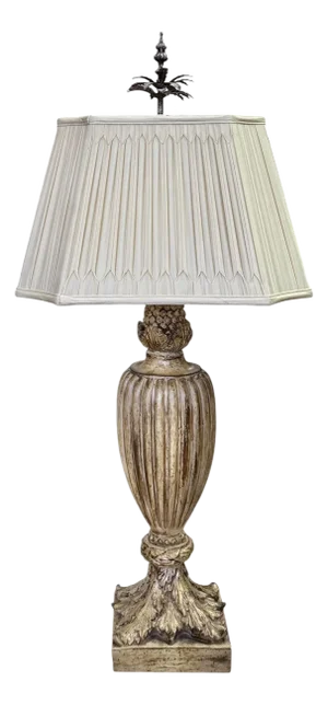 Late 20th Century Neoclassical Style Table Lamp in Silver Gilt With Pleated Silk Shade by John Richard