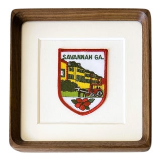 Georgia Savannah Vintage Travel Patch Solid Wood Framed For Sale