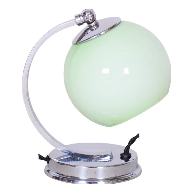 Czech Bauhaus Table Lamp in Chrome, Aluminium and Opaline Glass, 1930s For Sale