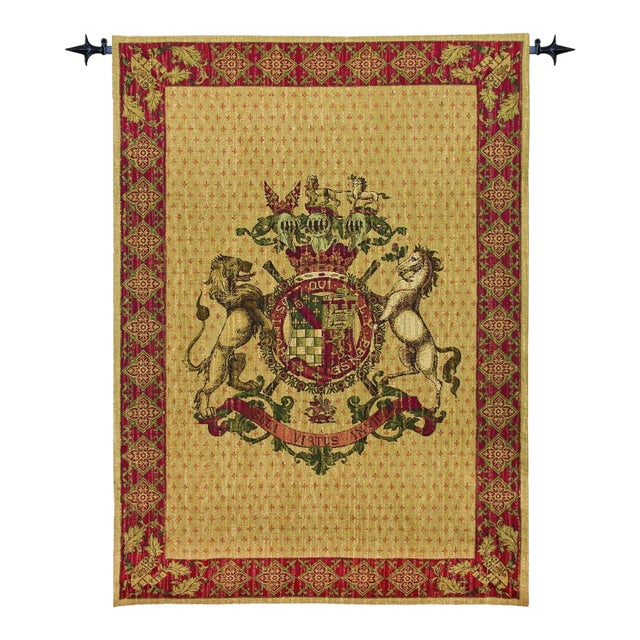 Armorial Coat of Arms Loom Woven Tapestry - 135 X 93 Cm (4'5" X 3'1") - Requires Rod Size 2 For Sale