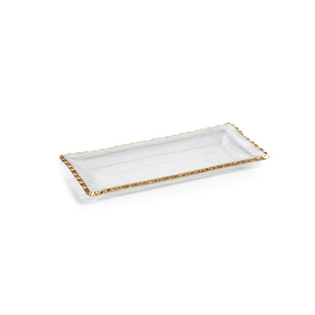 Cassiel Rectangular Trays with Jagged Gold Rim, Set of 2, Medium For Sale - Image 4 of 4