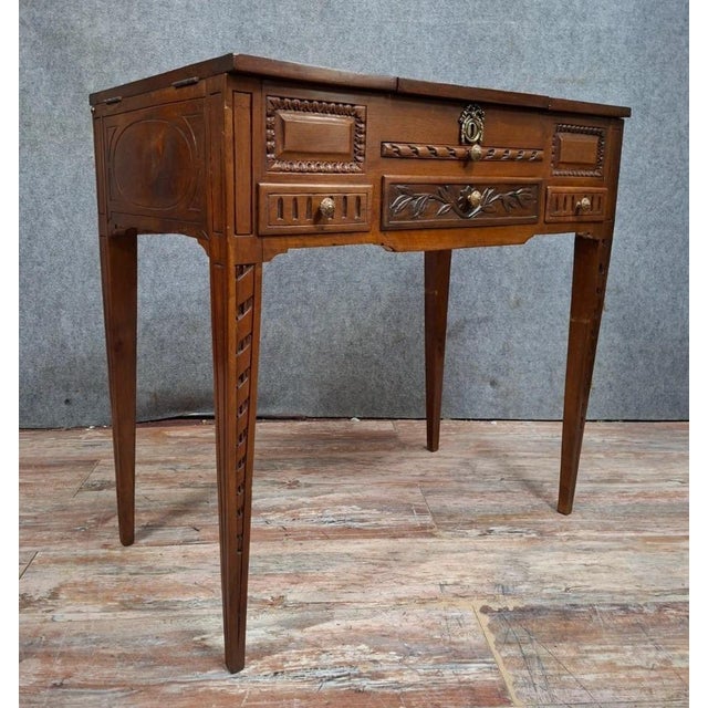 Brown Louis XVI Walnut Dressing Table For Sale - Image 8 of 11