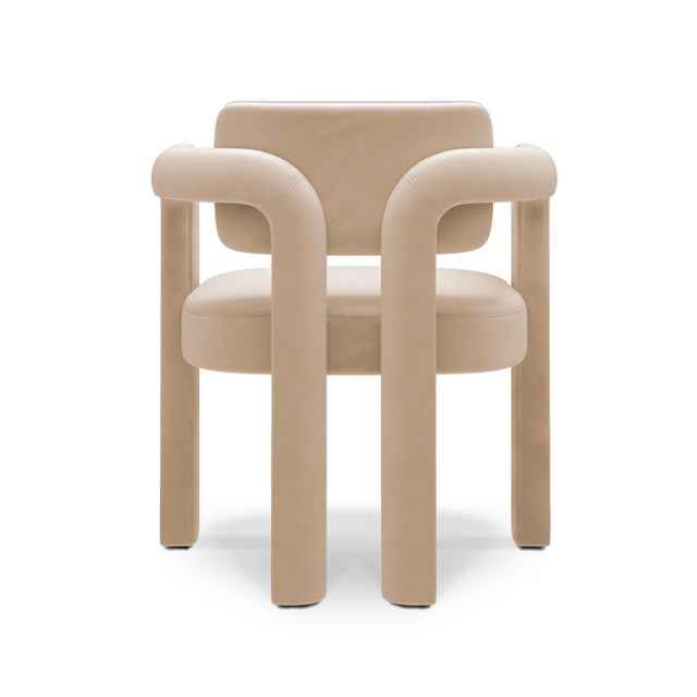 Double Arch Dining Chair in Beige Cotton Velvet from Insidherland For Sale - Image 12 of 12