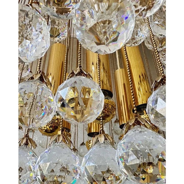 Vintage Crystal Balls Cascade Chandelier For Sale - Image 11 of 13