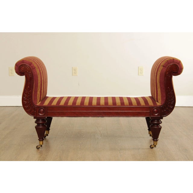 English Late 20th Century William IV Style Carved Mahogany Window Bench For Sale - Image 3 of 13