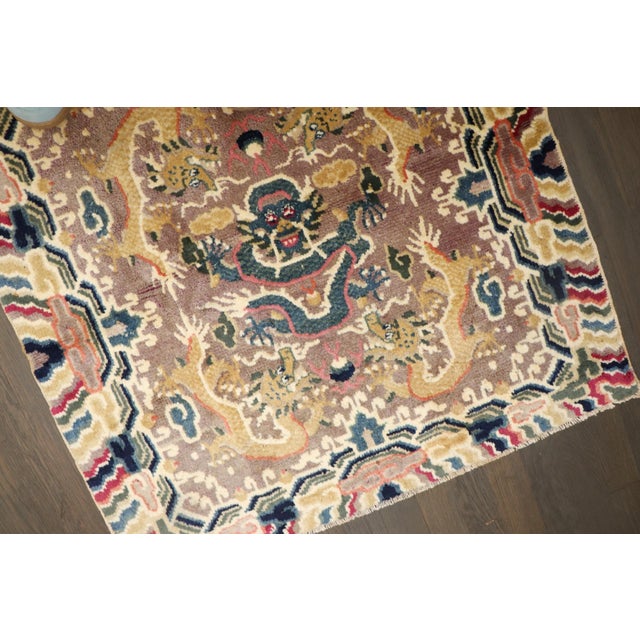 Mid 20th Century Mid Century Decorative Tibetan Dragon Rug no. j5129 For Sale - Image 5 of 6