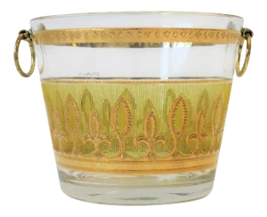 Yellow & 22-Karat Gold Ice Bucket by Culver Ltd., Circa 1960s, Brooklyn New York