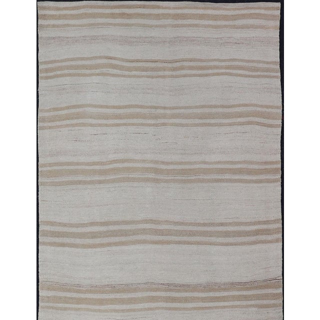 Vintage Turkish Kilim Gallery Runner in Beige & Cream Striped Design 3'10 X 10'4 For Sale - Image 9 of 12