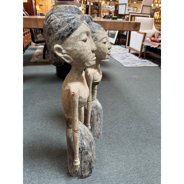 Balinese Hand Carved Wedding Figures, Pair For Sale - Image 11 of 12