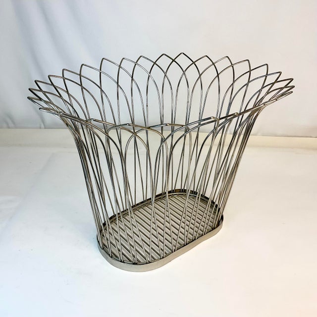Metal 1970s Vintage Atomic Boho Chic Wire Wastebasket For Sale - Image 7 of 8