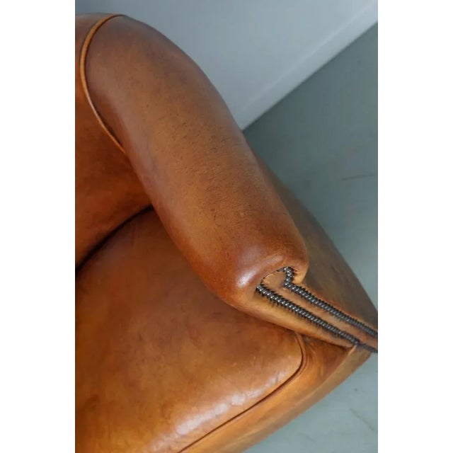 Vintage Dutch Cognac Colored Leather Club Chair For Sale - Image 4 of 18