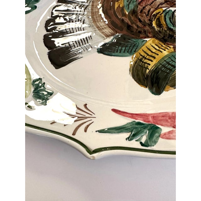 Ceramic Vintage Italian Majolica Glazed Large Turkey Plater For Sale - Image 7 of 8