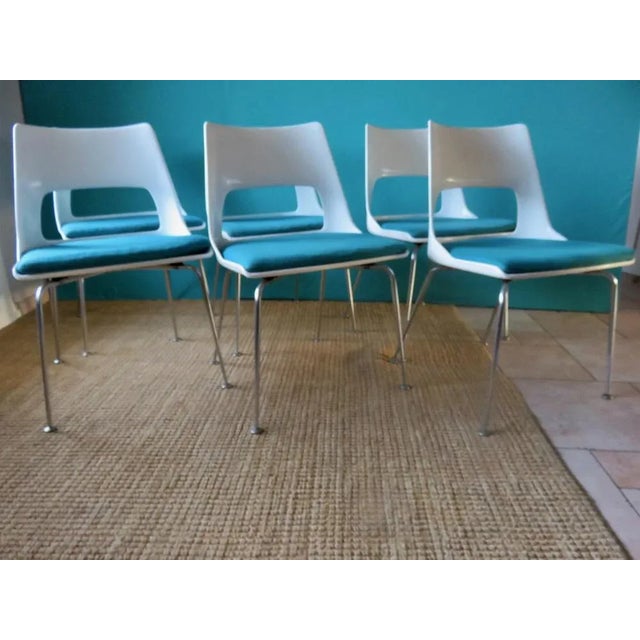 White Chairs with Turquoise Slabs by Kay Korving, Denmark, 1975, Set of 6 For Sale - Image 9 of 9