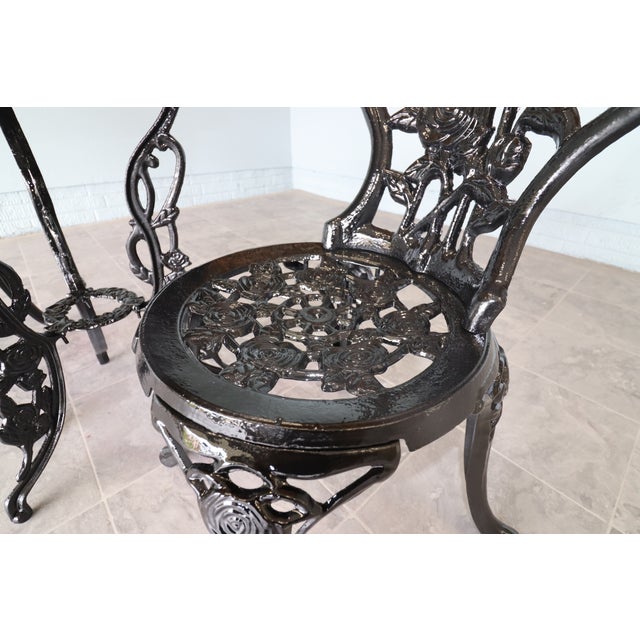 American Cast Iron Rose Garden Bistro Set, Mid-20th Century For Sale - Image 13 of 16