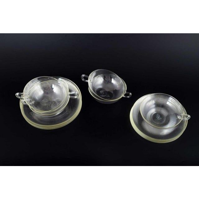 Wilhelm wagenfeld for jenaer glas tea set, 1930s. Bauhaus-inspired tea set consisting of 6 teacups (h. 4 cm, ø 13 cm), 6...