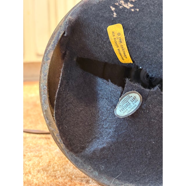 1980s Chapman Tall Buffet Cast Brass Table Lamps With Original Black Shades - a Pair For Sale - Image 14 of 17