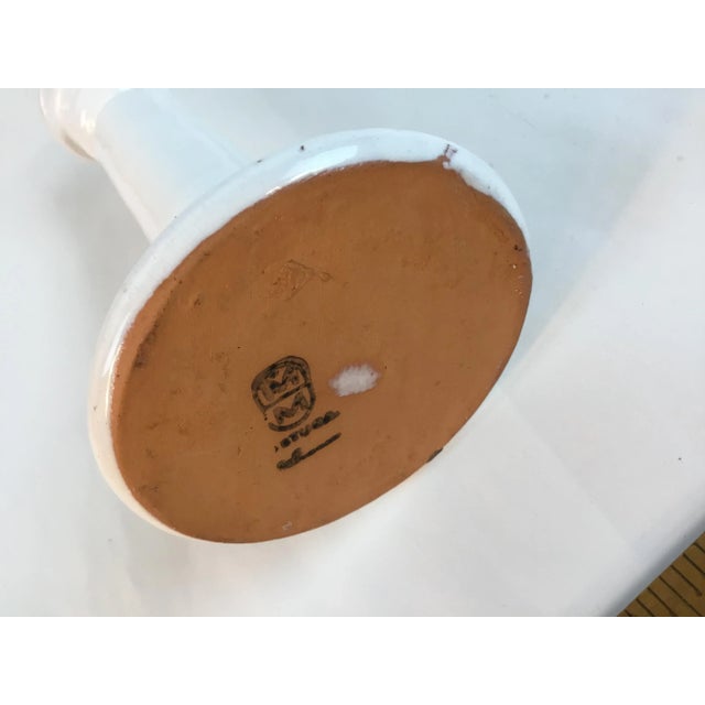 1970s 1970s Vintage Portuguese Hand Painted Pottery Candle Holders- A Pair For Sale - Image 5 of 8