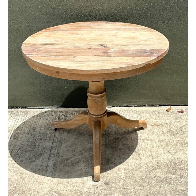 Vintage Turned Wood Pedestal Side Table For Sale - Image 4 of 16