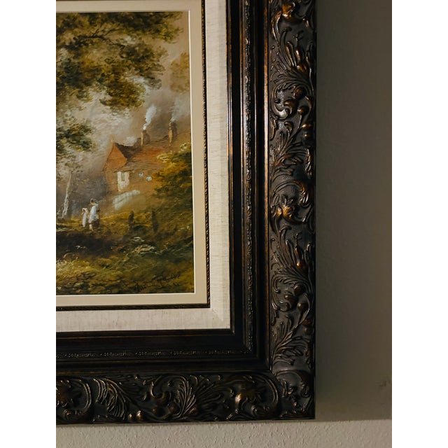 1980s Warren Clarke Original 1989 Oil Painting Woodland Sheep Landscape in Ornate Frame For Sale - Image 5 of 14