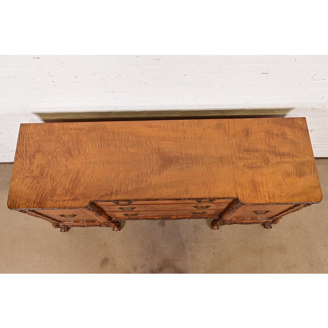 Wood Romweber Chippendale Burl Wood Sideboard or Bar Cabinet, Circa 1920s For Sale - Image 7 of 13
