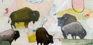 "Bison Biome" a Painting of a Bison Landscape by LWren Walraven