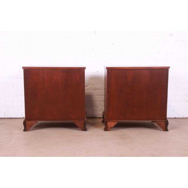 Baker Furniture Georgian Carved Mahogany Nightstands, Newly Refinished For Sale - Image 12 of 13