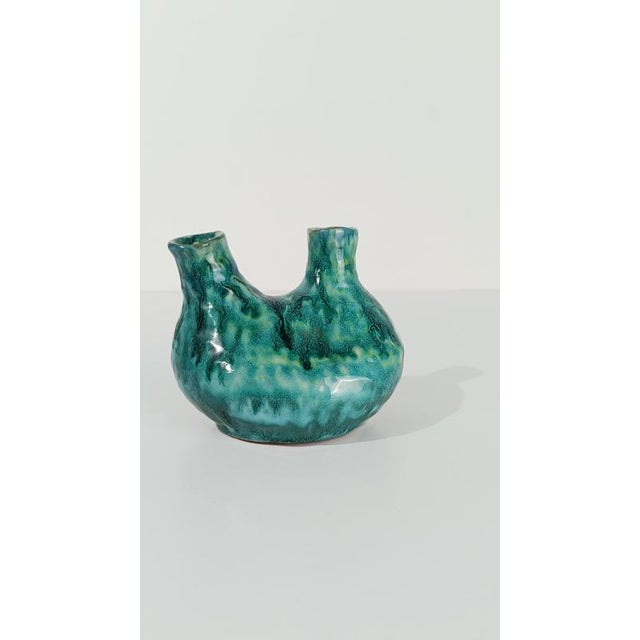 Vintage Handcrafted Majolica Multiple Openings Vase in Hurt Shape, 1981 For Sale - Image 16 of 17