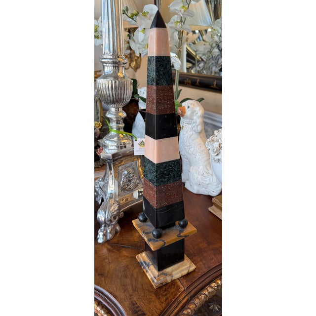 1920s Antique Grand Tour Marble Inlaid Obelisk For Sale - Image 5 of 6