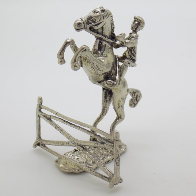 Vintage Italian Handmade Genuine Silver Show Jump Horse Figurine, 1970s For Sale - Image 6 of 12