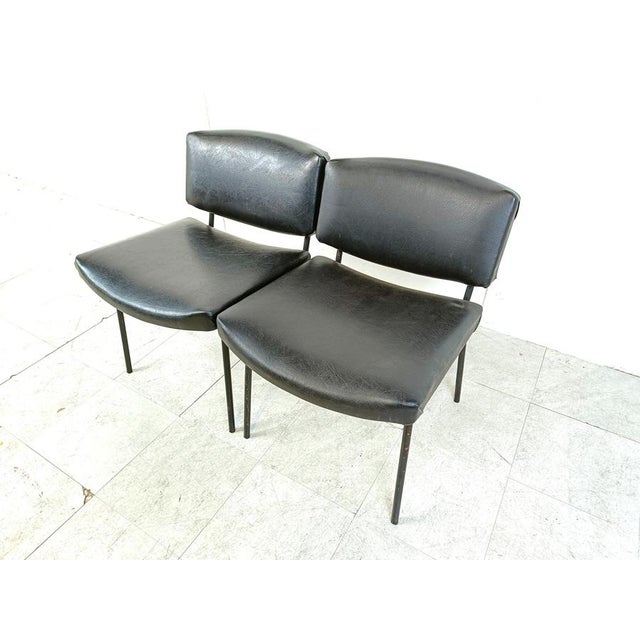 Black Vintage Conseil Chairs attributed to Pierre Guariche, France, 1950s, Set of 2 For Sale - Image 8 of 9