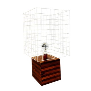 Mid-Century Italian Table Lamp with Metal Lampshade and Wooden Base, 1970s For Sale