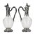 Pair of French glass wine jugs in silver. with the motif of sprouting shoots along the graceful handles and necks of the...