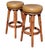 Wood Set of Four Mid Century Bamboo Swivel Bar Stools For Sale - Image 7 of 8