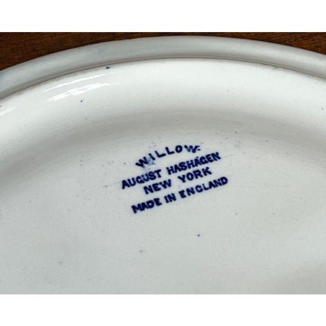 Blue Vintage Blue Willow English Ceramic Divided Dinner Plates - Set of 6 For Sale - Image 8 of 9