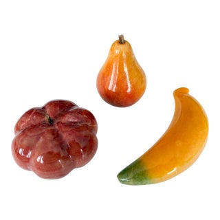 Vintage Polished Alabaster Stone Fruits - Set of 3 For Sale