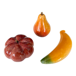 Vintage Polished Alabaster Stone Fruits - Set of 3