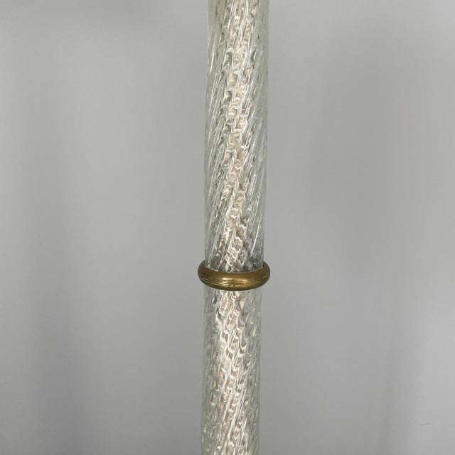 Italian Art Deco Glass and Brass Floor Lamp attributed to Carlo Scarpa for Venini, 1930s For Sale - Image 9 of 14
