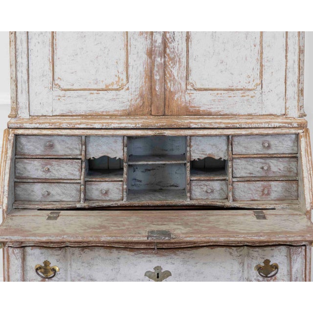 Wood 18th Century Danish Rococo Secretary with Serpentine Front, circa 1760 For Sale - Image 7 of 12
