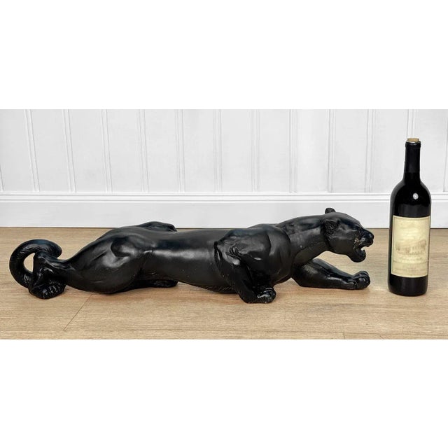Mid-Century 30" Black Panther Garden Sculpture, c.1966 - Pairs Nicely with Many Mid-Century & Eclectic Surroundings -...