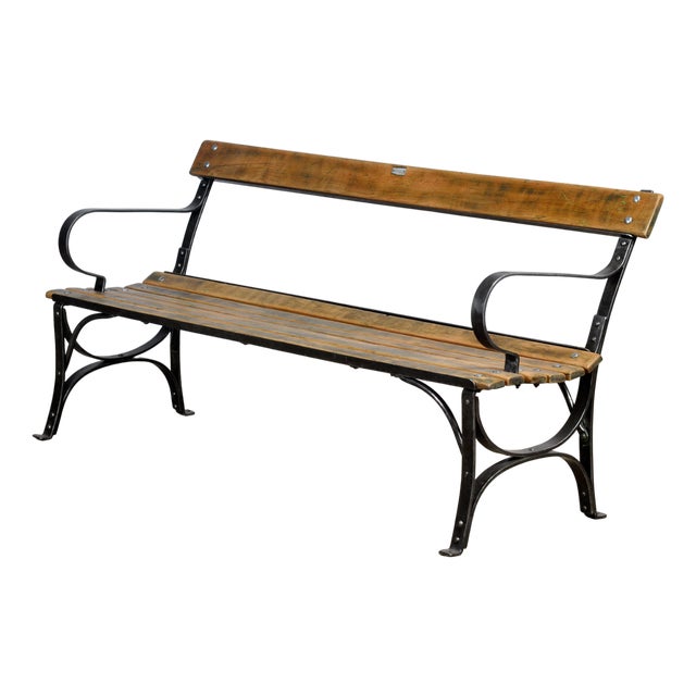 Riveted Iron Park Bench, 1920s For Sale