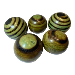 Set of 5 Monkey Balls With Green and Brown Swirls